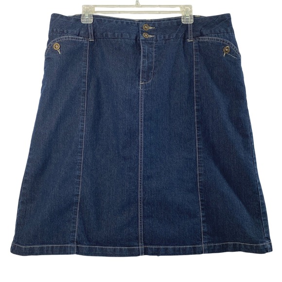 Cato Dresses & Skirts - Cato Jean Skirt Women 20W Dark Wash Denim A-Line Stretch Modest Knee Length
